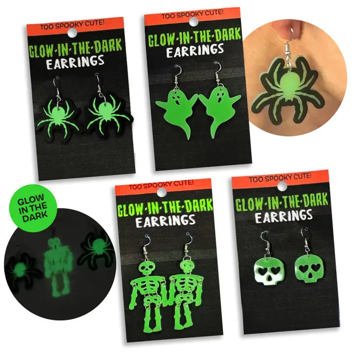 Glow in the Dark Earrings Halloween Assortment