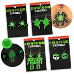 Glow in the Dark Earrings Halloween Assortment