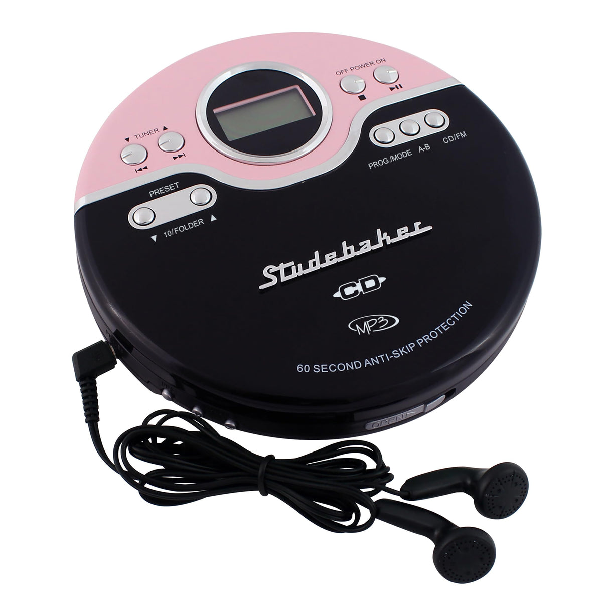 Studebaker SB3703PB Joggable Personal CD Player (Pink/Black)