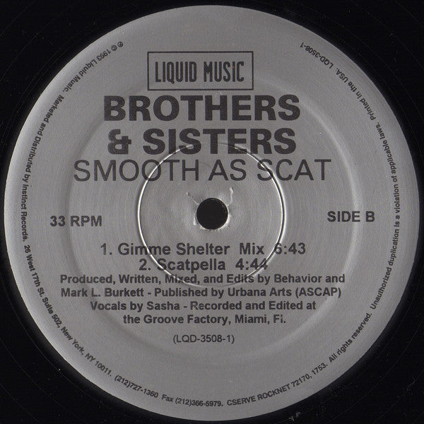 Brothers & Sisters : Smooth As Scat (12")