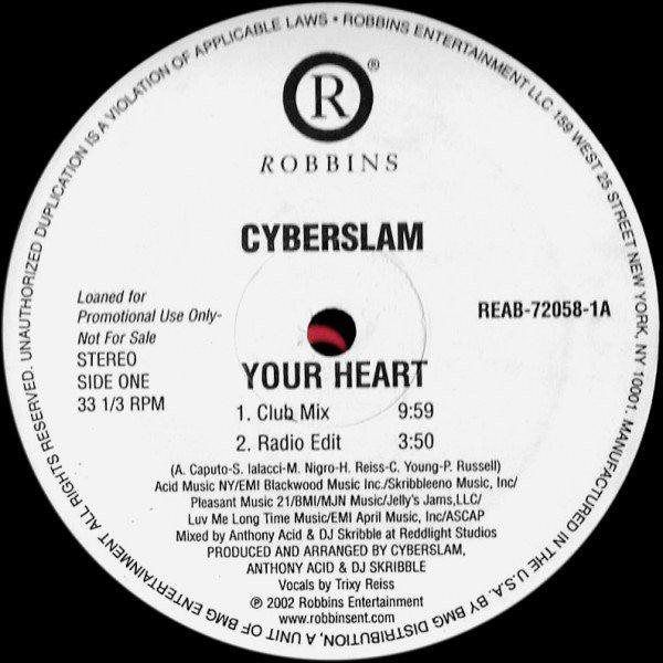 Cyberslam : Your Heart (12", Promo)