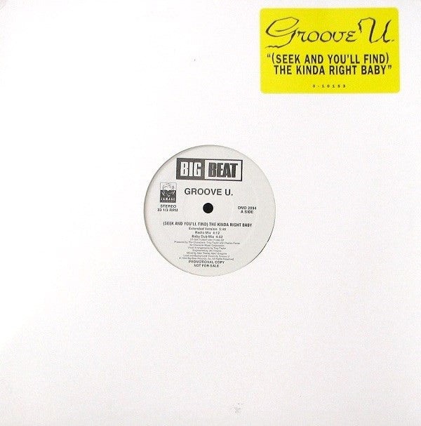 Groove U. : (Seek And You'll Find) The Kinda Right Baby (12", Promo)