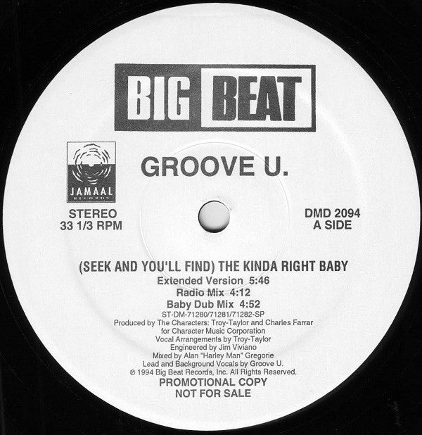 Groove U. : (Seek And You'll Find) The Kinda Right Baby (12", Promo)