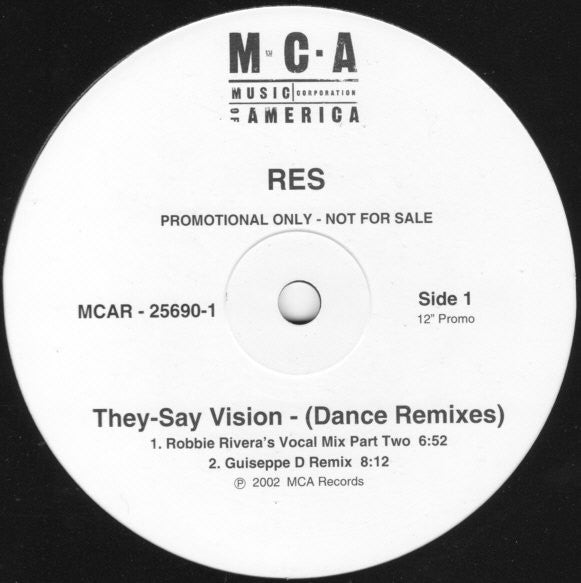 Res : They-Say Vision (Dance Remixes) (12", Promo)