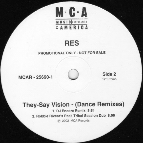 Res : They-Say Vision (Dance Remixes) (12", Promo)