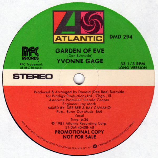 Yvonne Gage : Garden Of Eve (12", Promo, AR)