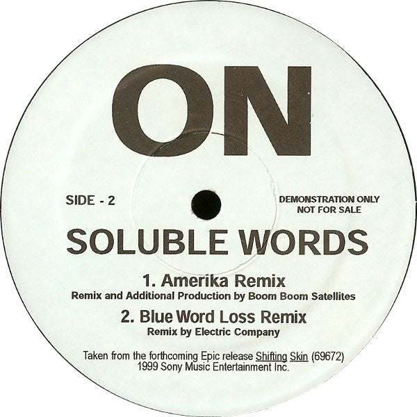 ON (4) : Soluble Words (12", Promo)