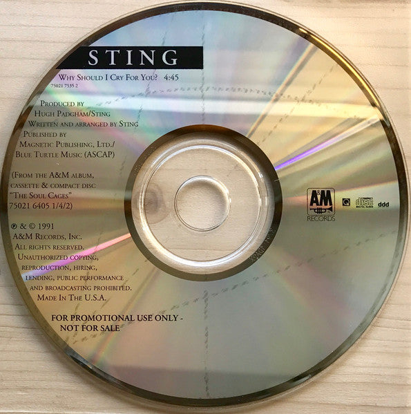 Sting : Why Should I Cry For You? (CD, Single, Promo, Car)