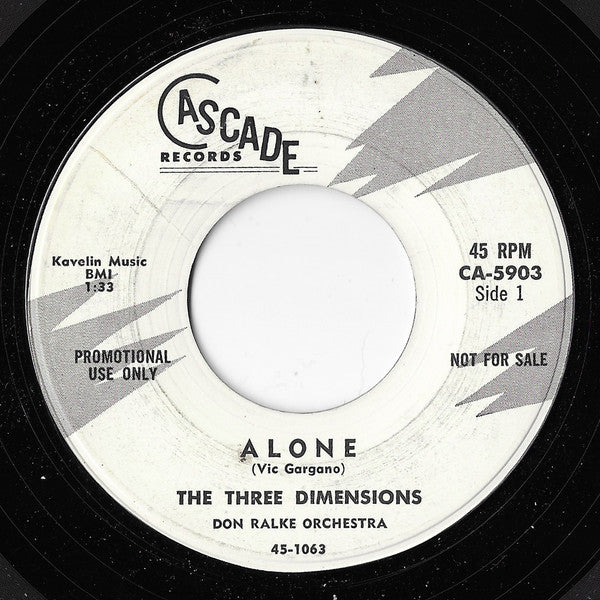 The Three Dimensions, Don Ralke Orchestra : Alone / Nightfall (7", Promo)