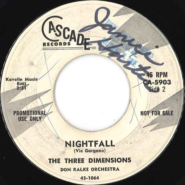 The Three Dimensions, Don Ralke Orchestra : Alone / Nightfall (7", Promo)