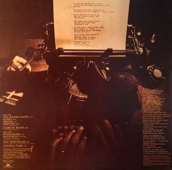 Chick Corea : Secret Agent (LP, Album, CP,)