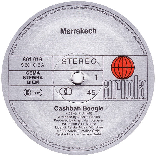 Marrakech* : Cashbah Boogie(12", Maxi)