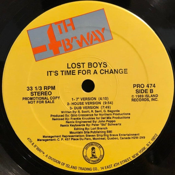 Lost Boys : It's Time For A Change (12", Promo)