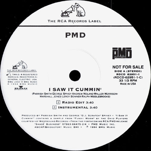 PMD : I Saw It Cummin' (12", Single, Promo)