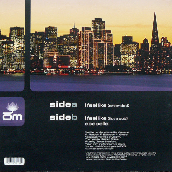 Kaskade Featuring Joslyn : I Feel Like (12")
