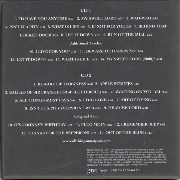 George Harrison : All Things Must Pass (2xCD, Album, RM, RP, Son + Box)