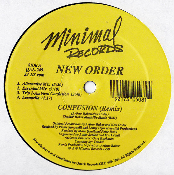 New Order : Confusion (Remix) (12")