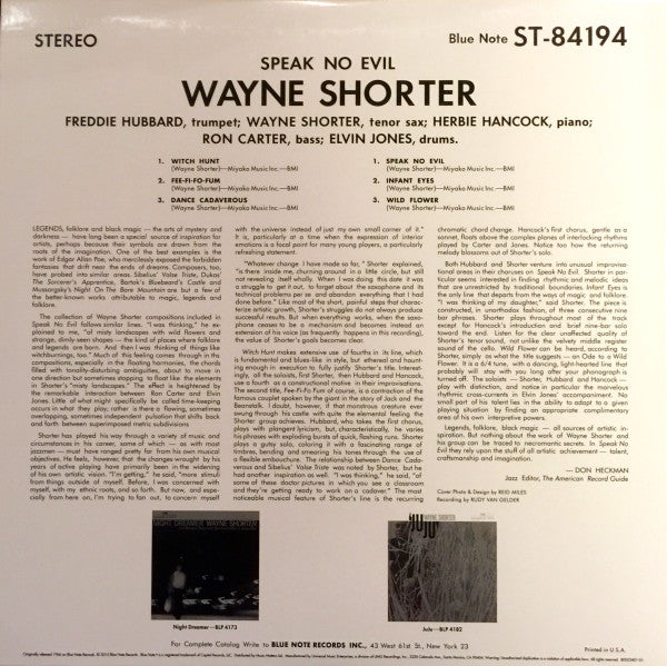 Wayne Shorter : Speak No Evil (LP, Album, Ltd, RE, 180)