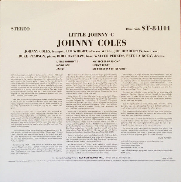 Johnny Coles : Little Johnny C (LP, Album, Ltd, RE, 180)