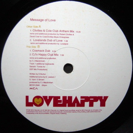 Love Happy : Message Of Love (12")