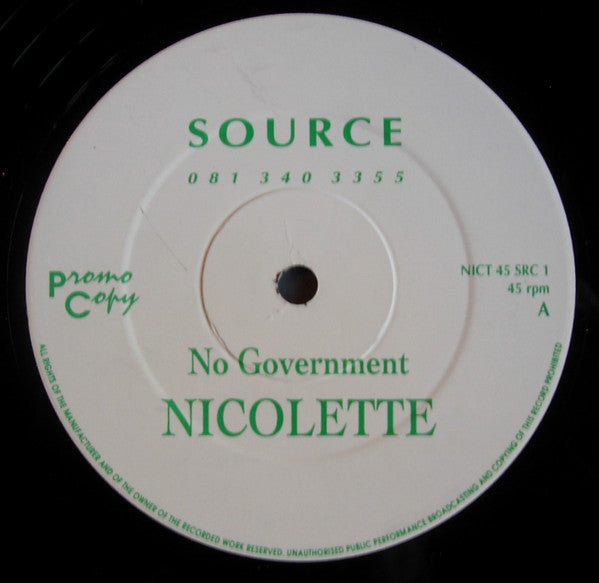 Nicolette : No Government (12", Promo)