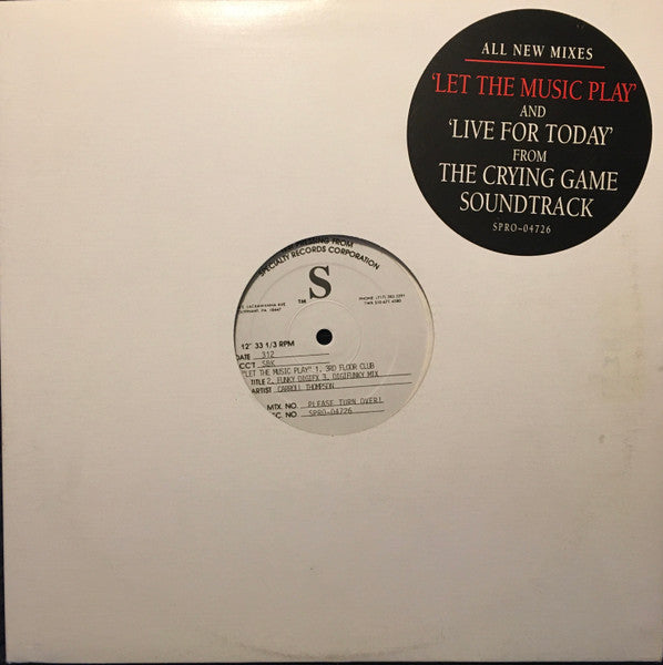 Carroll Thompson / Cicero : Let The Music Play / Live For Today (12", TP)
