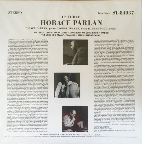 Horace Parlan : Us Three (LP, Album, Ltd, RE, RM, 180)