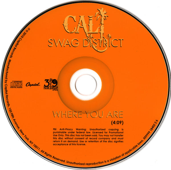 Cali Swag District : Where You Are (CD, Single, Promo)
