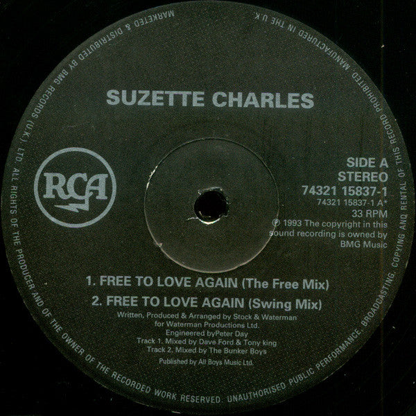Suzette Charles : Free To Love Again (12", Single)