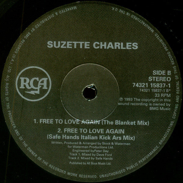 Suzette Charles : Free To Love Again (12", Single)