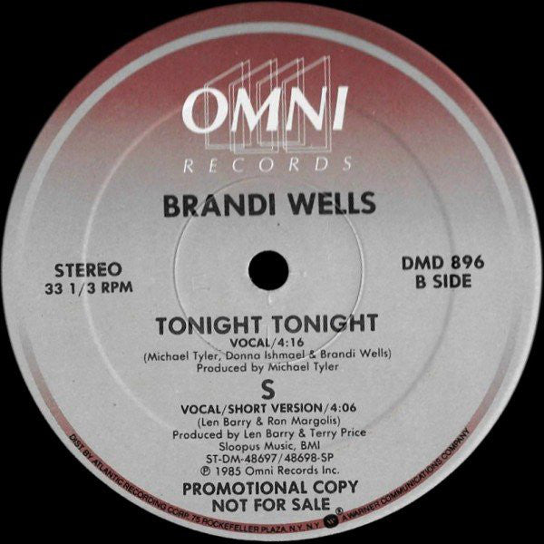 Brandi Wells : S / Tonight Tonight (12", Promo)