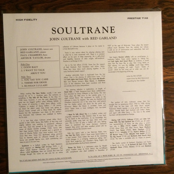John Coltrane With Red Garland : Soultrane (LP, Album, Mono, Ltd, RE, 200)