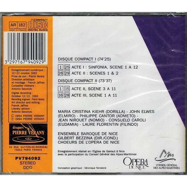 Vivaldi* - M.C. Kiehr*, J. Elwes*, P. Cantor*, J. Nirouët*, C. Caroli*, L. Florentin*, Choeurs De L'Opera De Nice*, Ensemble Baroque De Nice, Gilbert Bezzina : Dorilla In Temple (2xCD, Album)