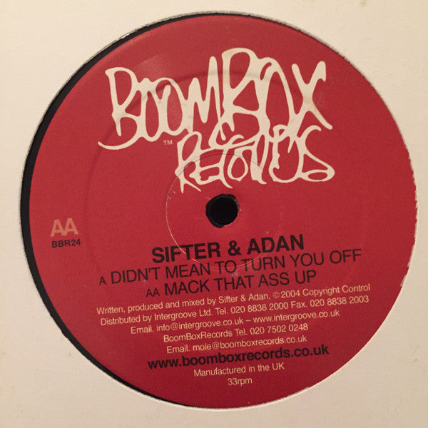 Sifter & Adan : Didn't Mean To Turn You Off (12")