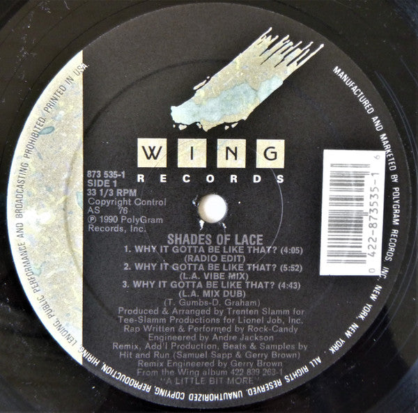 Shades Of Lace : Why It Gotta Be Like That? (12", Single)