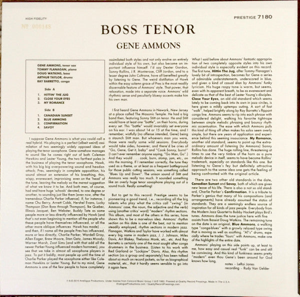 Gene Ammons : Boss Tenor (LP, Album, Ltd, Num, RE, RM, 200)