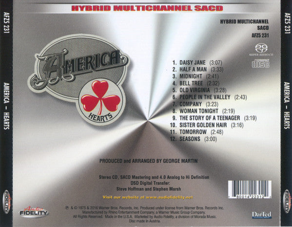 America (2) : Hearts (SACD, Hybrid, Multichannel, Album, Quad, Ltd, Num,)