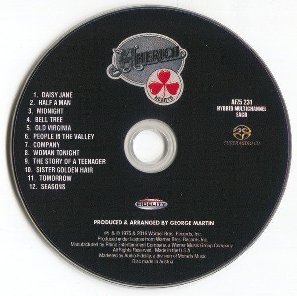 America (2) : Hearts (SACD, Hybrid, Multichannel, Album, Quad, Ltd, Num,)