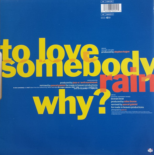 Jimmy Somerville : To Love Somebody (12", Single)