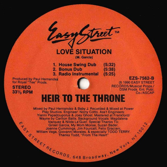 Heir To The Throne : Love Situation (12")