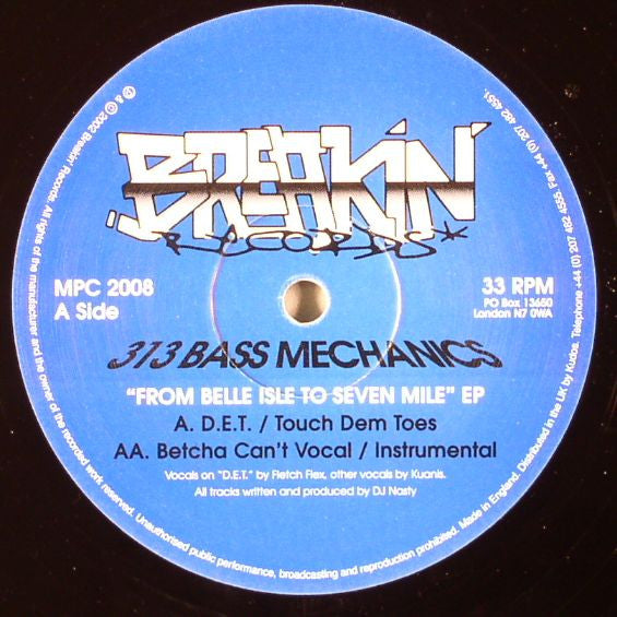 313 Bass Mechanics : From Belle Isle To Seven Mile EP (12", EP)