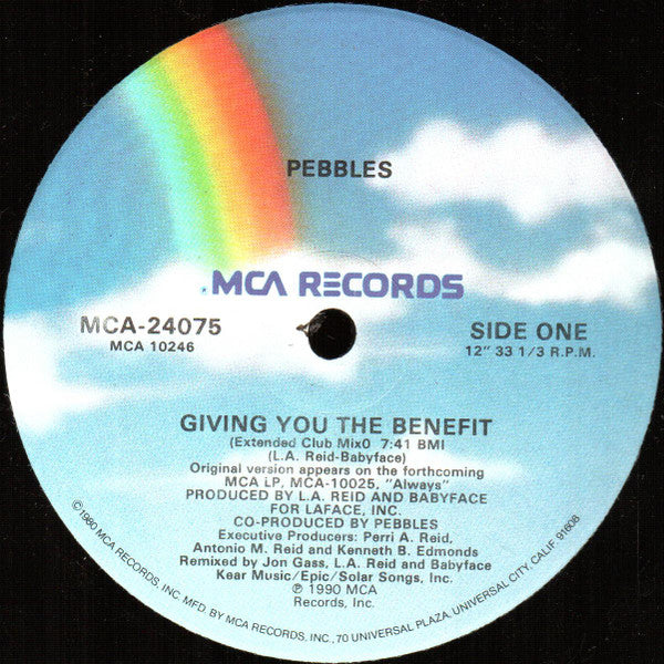 Pebbles : Giving You The Benefit (12", Single, Glo)