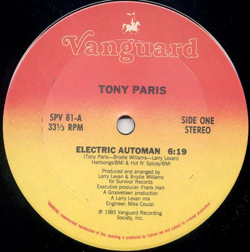 Tony Paris : Electric Automan (12", Single)