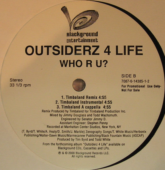 Outsiderz 4 Life : Who R U? (Timbaland Remixes) (12", Promo)