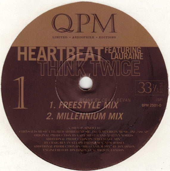 Heartbeat (6) Featuring Lauraine* : Think Twice (12")