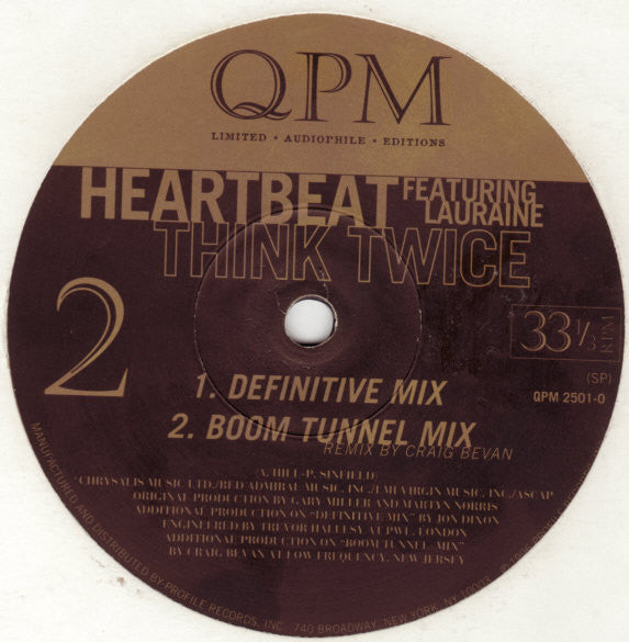 Heartbeat (6) Featuring Lauraine* : Think Twice (12")