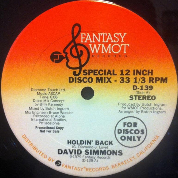 David Simmons (2) : Holdin' Back (12", Promo)