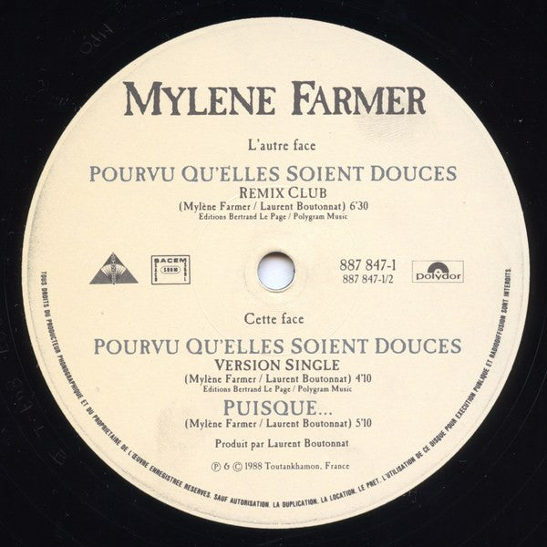 Mylène Farmer : Pourvu Qu'elles Soient Douces (12", Maxi)