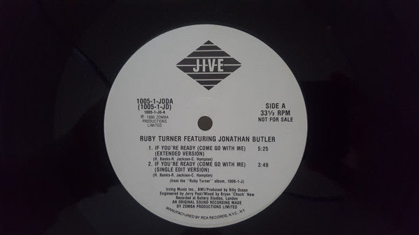 Ruby Turner Featuring Jonathan Butler : If You're Ready (Come Go With Me) (12", Promo)