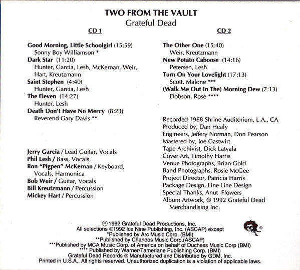 Grateful Dead* : Two From The Vault (2xCD, Album, Dig)